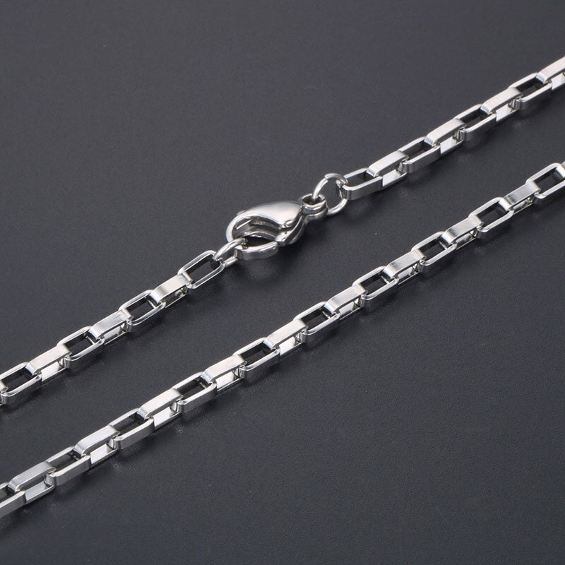 Men And Women Couple Item Matching Chain Titanium Steel Rectangular Box Chain Necklace Jewelry Accessories