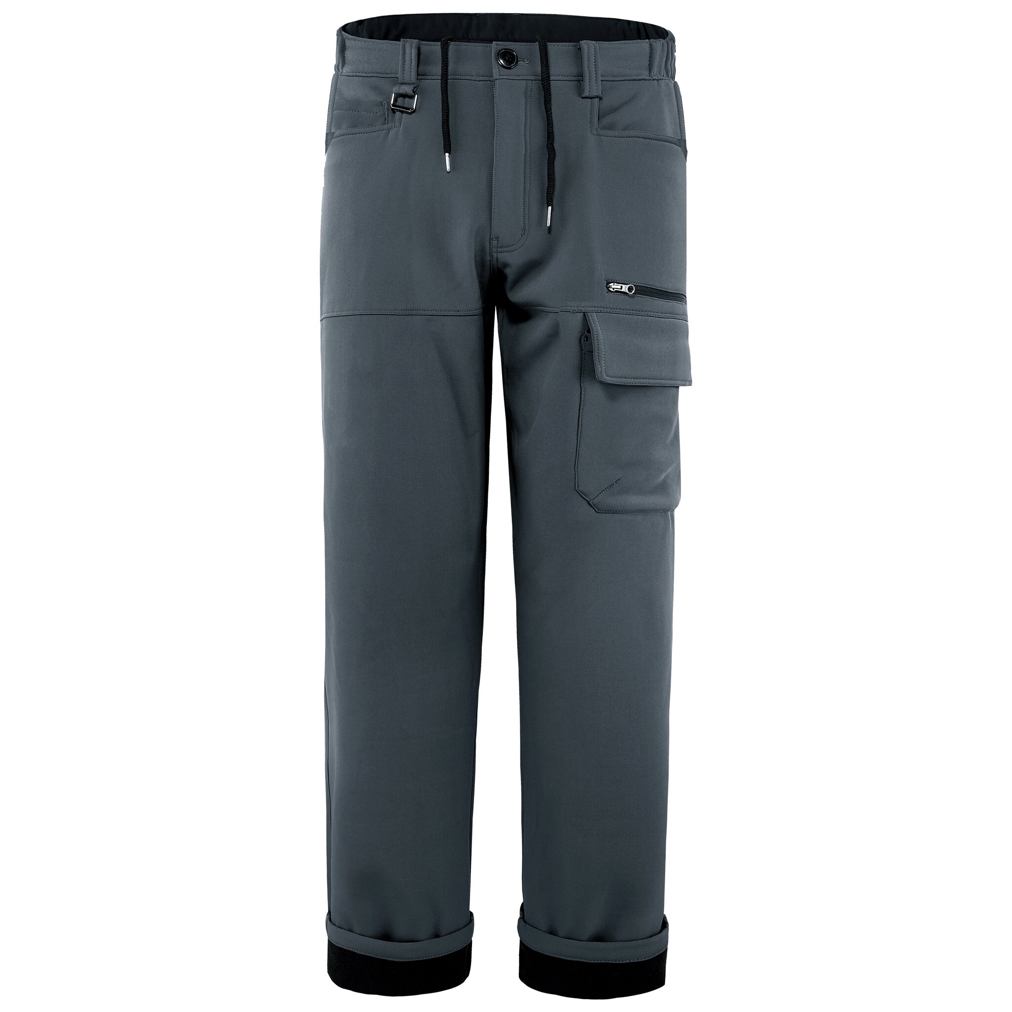 Mountainskin Men Winter Hiking Fleece Loose Pants Windproof Outdoor Camping Skiing Trekking Sport Breathable Warm Trousers VA870: Men Dark Gray / Asian Size M
