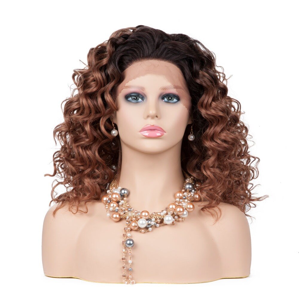 Factory prijs Krullend Golvend Lace Front Pruiken 150% Dichtheid Synthetische Pruiken voor Vrouwen