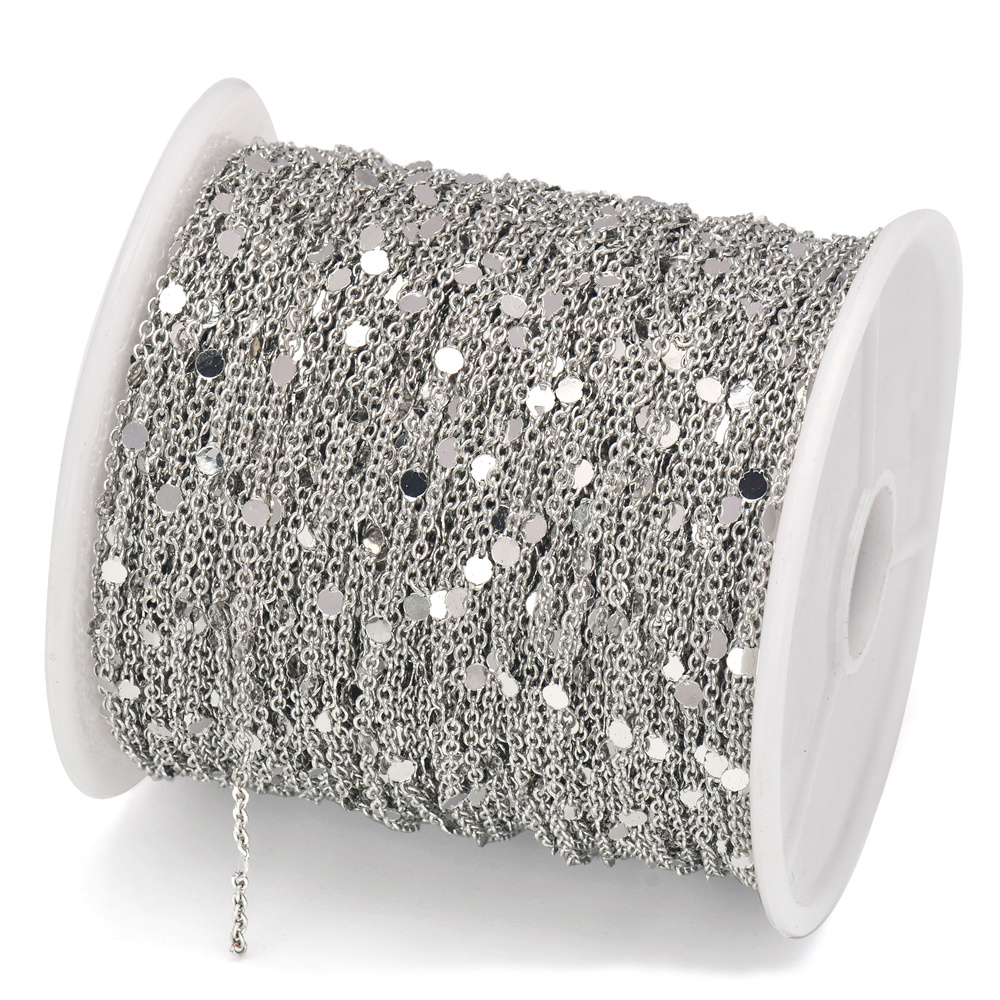 5 m/rouleau 1.5mm paillettes chaîne cuivre câble chaînes or argent collier Bracelet bricolage chaîne bijoux faisant des composants: Black
