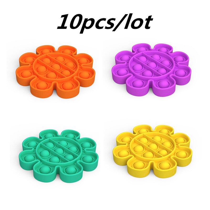 10 Stks/partij Push Popit Bubble Zintuiglijke Speelgoed Autisme Behoeften Squishy Volwassen Kid Grappig Anti-Stress Pop Het Fidget Reliver stress: 10pcs hua