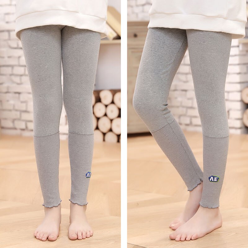 Children's Printed Embroidered Cropped Pants Spring/Summer Cotton Leggings High Stretch Fabric Girls Long Pants