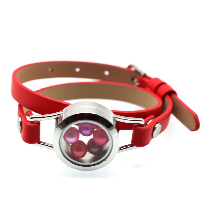 Leer Warp Armband 316L Rvs Parels Medaillon Drijvende Medaillon Voor Vrouwen 9 Kleuren Twist Glazen Medaillon: B3-1065-6