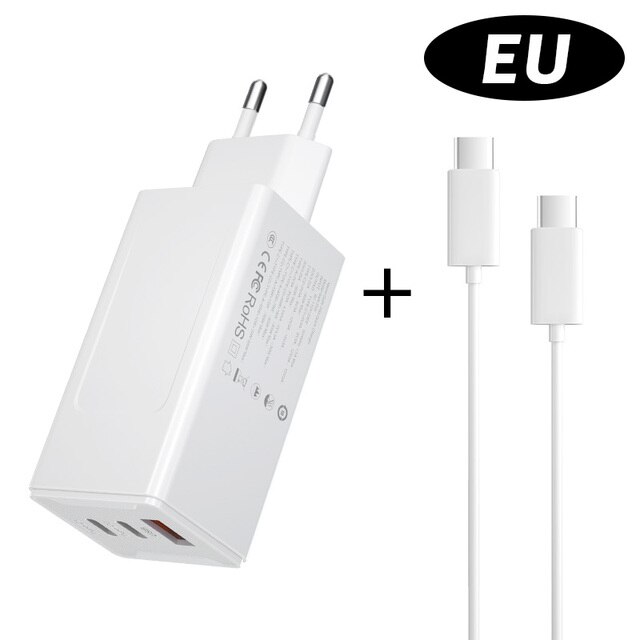 65W Gan Usb C Lader Snel Opladen QC4.0 Qc PD3.0 Usb Type C Fast Charger Voor Iphone 12 Pro max Macbook Huawei Samsung: EU PLUG with cable