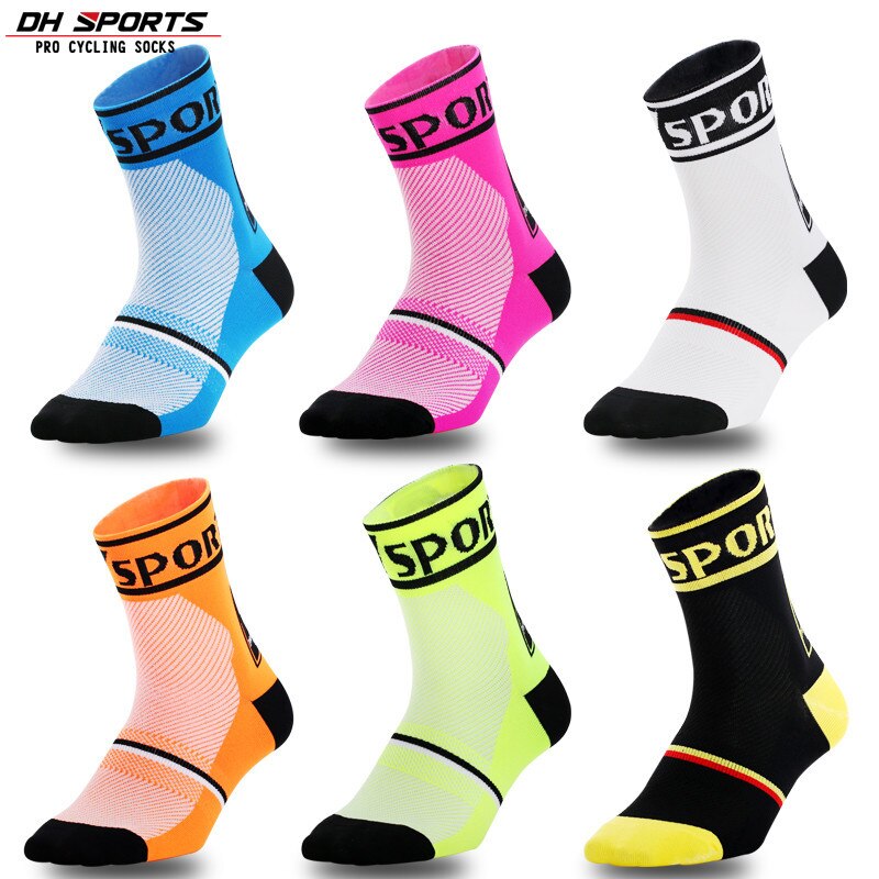 Colorful Sport Cycling Socks Men Women Running Bike Unisex Breathable Sweat Wicking Camping Tennis Baseball Socks