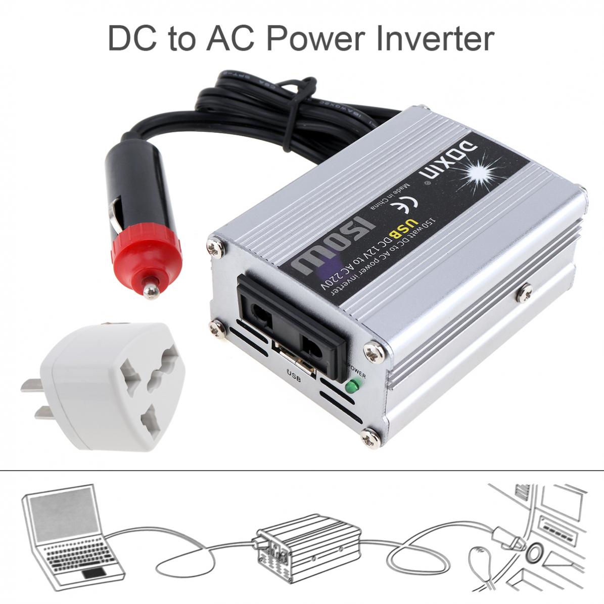 Car Power Inverter DC 12V 24V to AC 220V 110V 150W Mobile Auto Vehicle Car Power Converter Transformer Charger for Car Battery