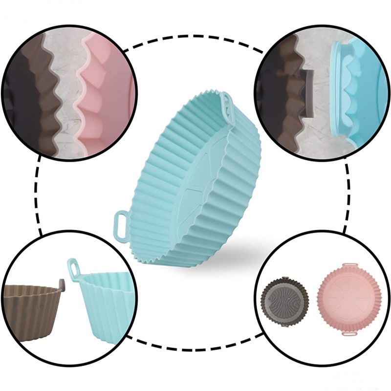 Plateau de cuisson de four réutilisable, friteuse à Air, moule rond en Silicone, Pizza poulet frit, panier en Silicone, poêle antiadhésive, accessoires de cuisson