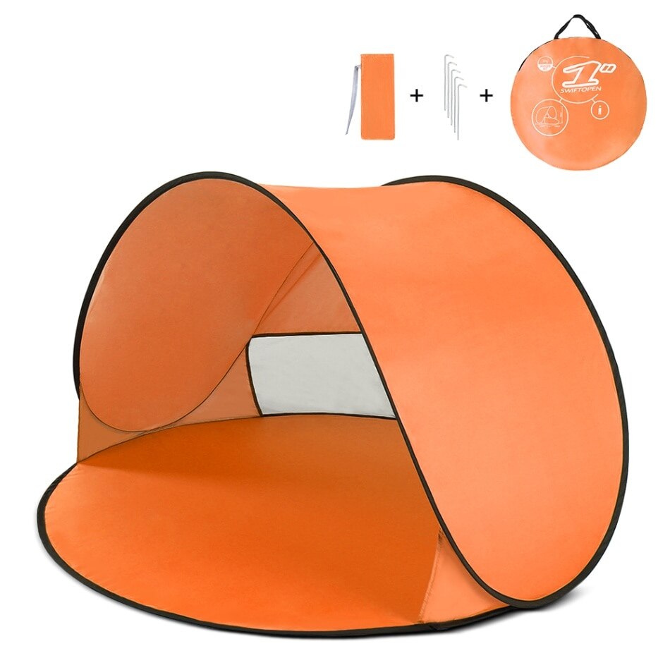 Oudoor Ultralight Camping Tent Instant Pop Up Tent Baby Beach Tent Camping Wandelen Tent Anti Uv Zon Onderdak Voor Vissen wandelen: Oranje