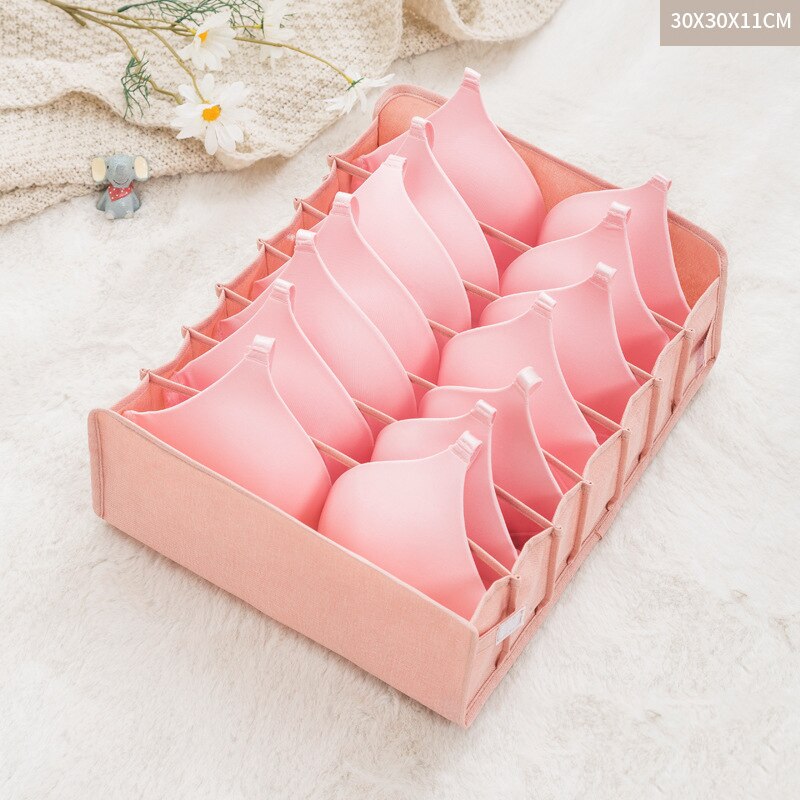 Bra Storage Drawers Panties Socks Ties Drawer Divider Closet Cabinet Wardrobe Organizer Home Foldable Clothes Organizer: Pink bra