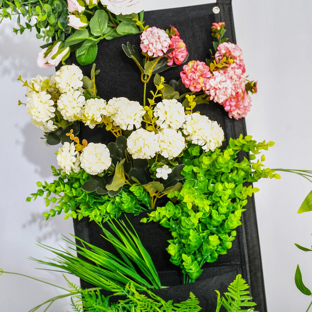 Veggposer 7 lommer planting hengende plantekasse vokse utendørs innendørs hagearbeid vertikal grønne blomsterbeholder svart plantepose