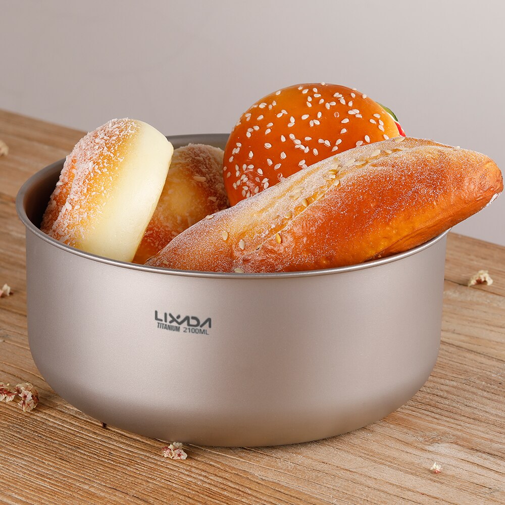 Lixada 2100ml titanium gryde suppe gryde pande gryde hjemmekøkken udendørs camping backpacking titanium køkkengrej