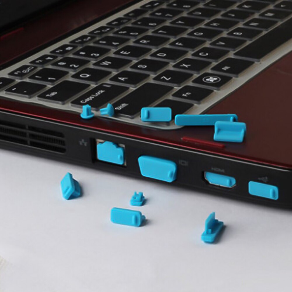 16 Stks/set Elastische Siliconen Anti-stof Usb Charger Laptop Poort Protector Stofdicht Notebook Computer Poort Plug Stopper Cover: Blauw