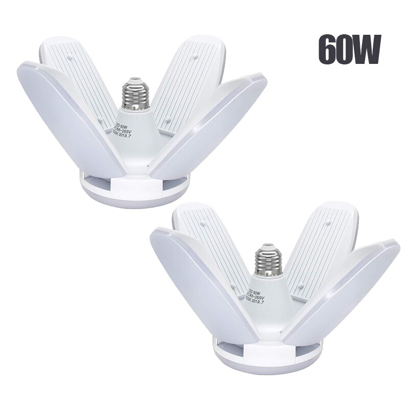 Erittäin kirkas teollisuusvalaistus 60w e27 led-tuuletinta autotallin valossa 6000lm led-korkea laakerinlehtilamppu työpajan energiavalaistukseen: Punainen & keltainen & sininen / Lämmin valkoinen