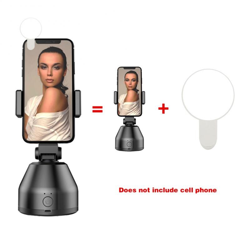 Trípode de disparo inteligente automático palo Selfie rotación 360, seguimiento facial, palo Selfie para foto, Vlog, grabación de vídeo en vivo: Black with light