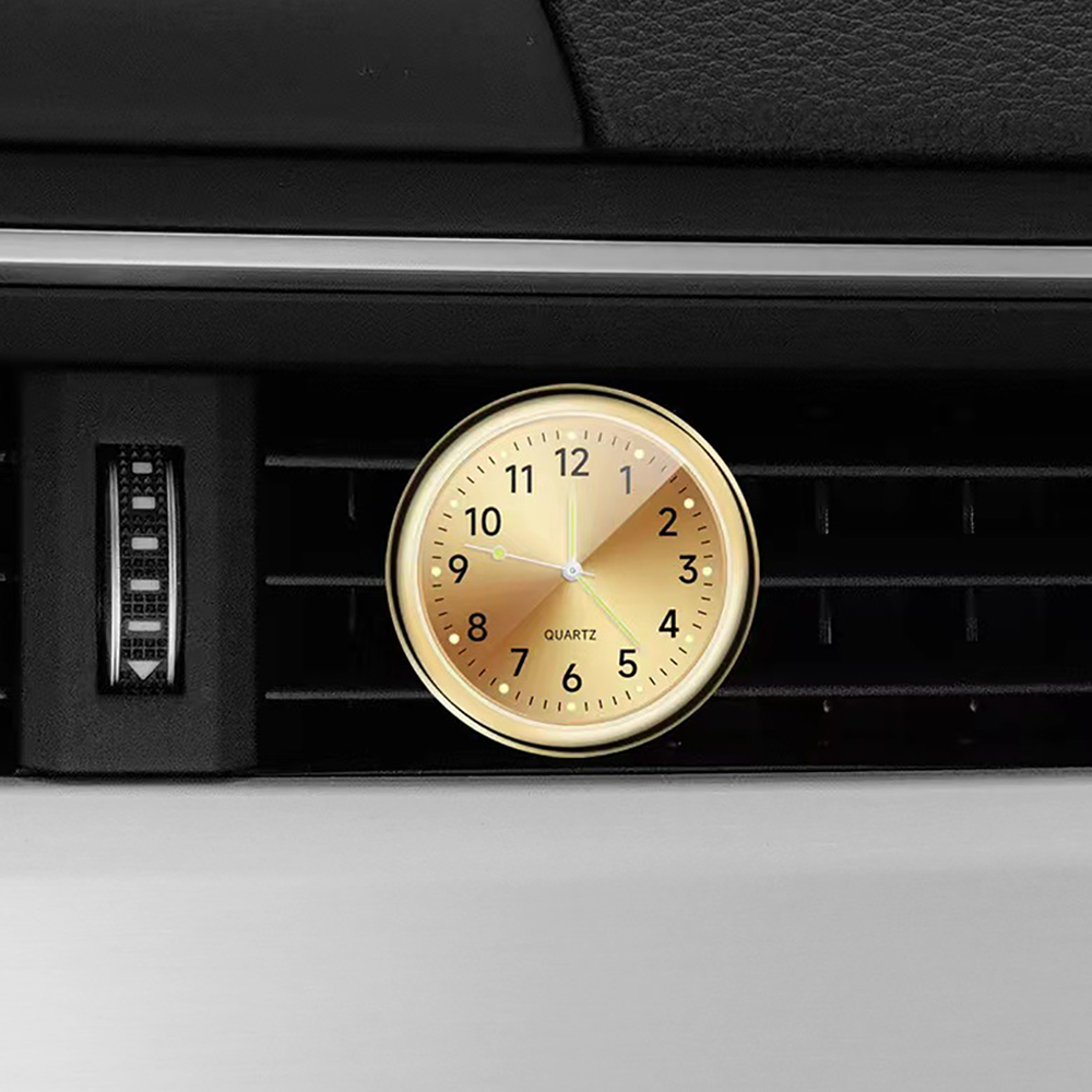 Automobil Uhr Armaturenbrett Auto Uhr Innen Dekor Tragbare Mini Uhr Dekoration Leuchtende Analog Uhr Ornamente Für Autos: Braun