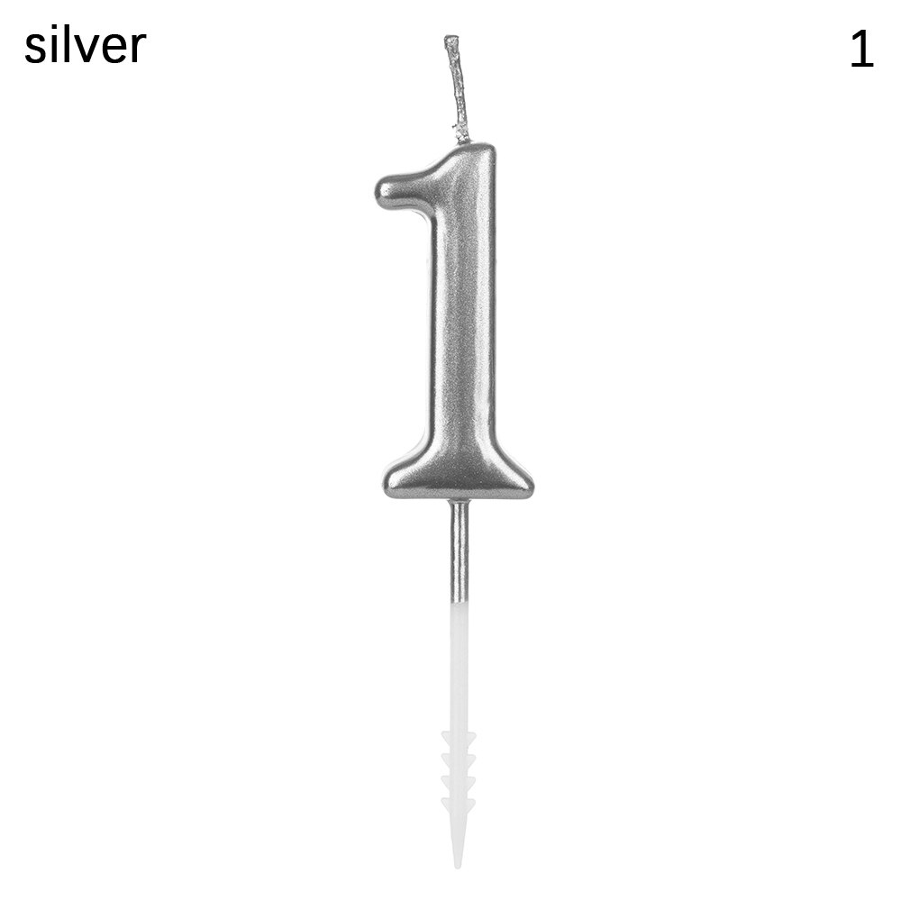 Rose Gold Happy Birthday Number Cake Candles 0 1 2 3 4 5 6 7 8 9 Cake Topper Kids Girls Boys Bar Baby Party Supplies Decoration: Silver 1