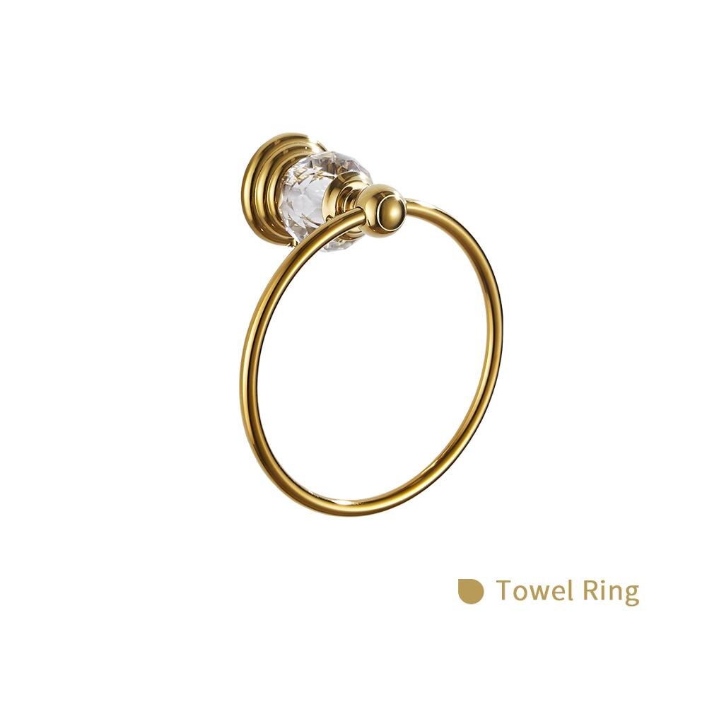 Luxury Gold Crystal Bathroom Accessories set 6pcs Bath Hardware Sets Wall-mounted Soap Holder,Towel Rail,Toilet Paper Holder: Handle Towel Ring