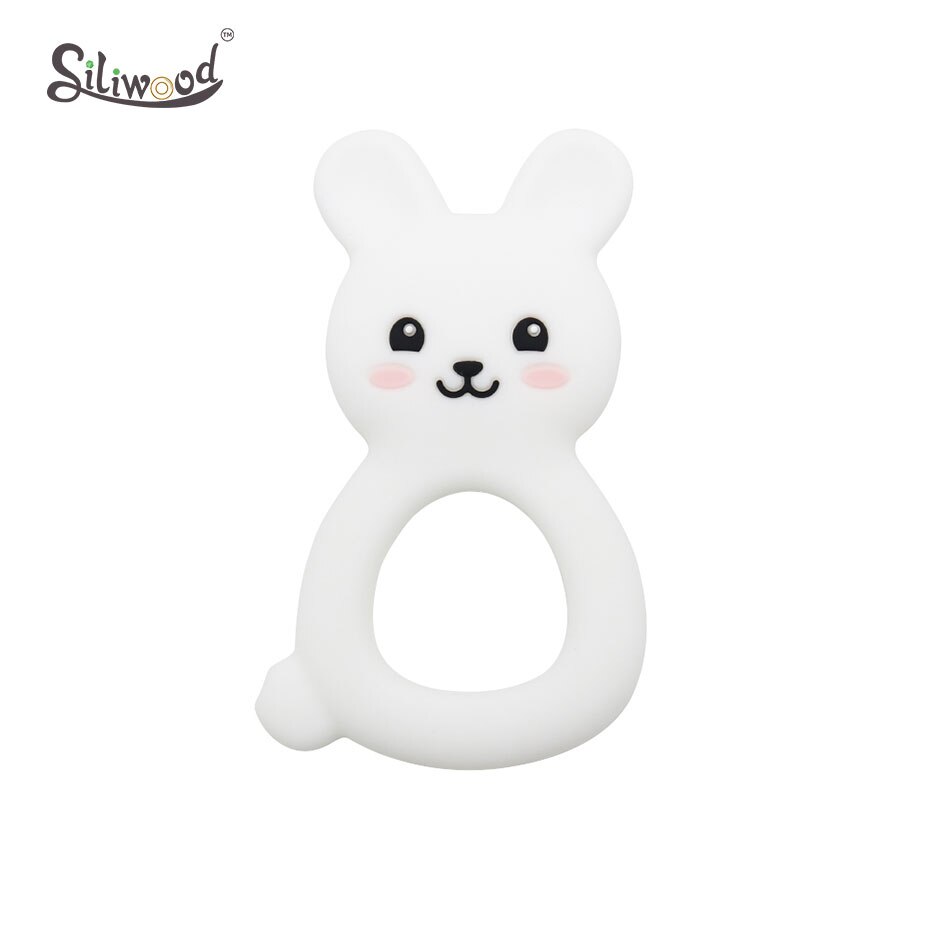 1PC BPA Free Silicone Teethers Easter Egg Baby Teething Necklace Toy Food Grade Silicone Cartoon Nursing Tiny Rod Baby Teether: TR017-1 White