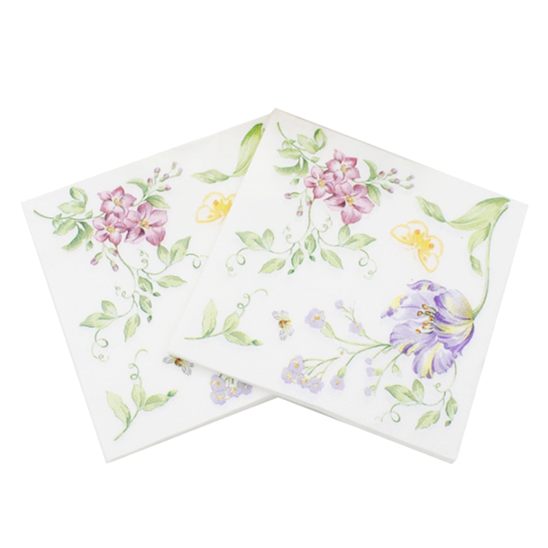 100 Pcs Printed Feature Flower Pattern Paper Napkins For Event & Party Decoration Tissue Paper Towels Daily Necessities