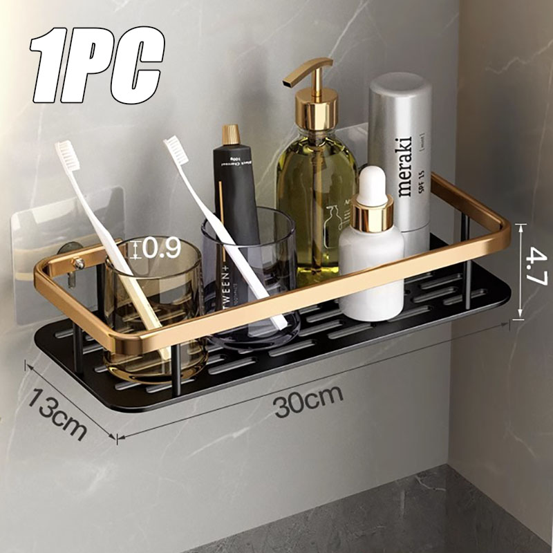1-3 Stück Badezimmer Eck Regal Nagel freie Dusche Organizer Zauberstab Montage Raum Aluminium Regal Schlecht zubehör: Schwarz