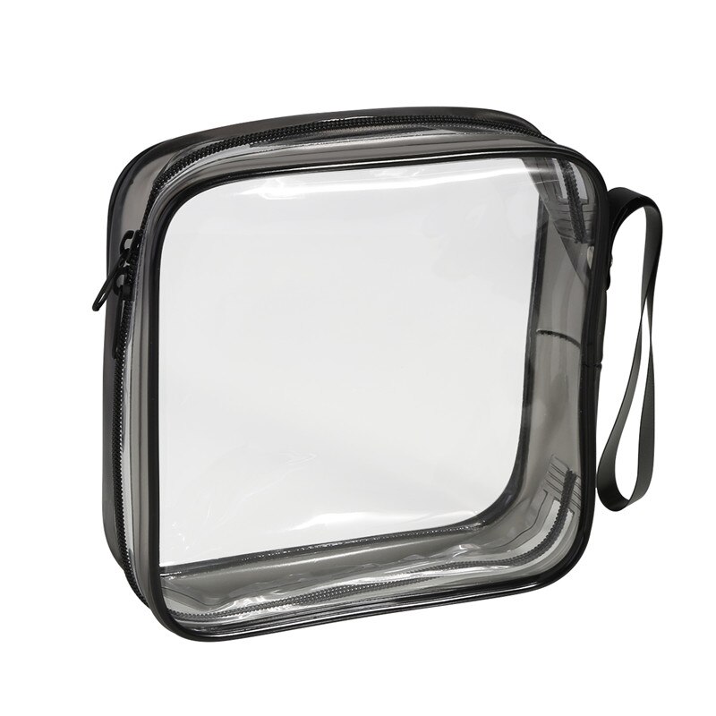 Transparent Zipper Toiletry Bag Travel Luggage Pouch Carry On Clear Airport Airline Compliant Bag PVC Travel Cosmetic Makeup Bag: Transparent Handheld