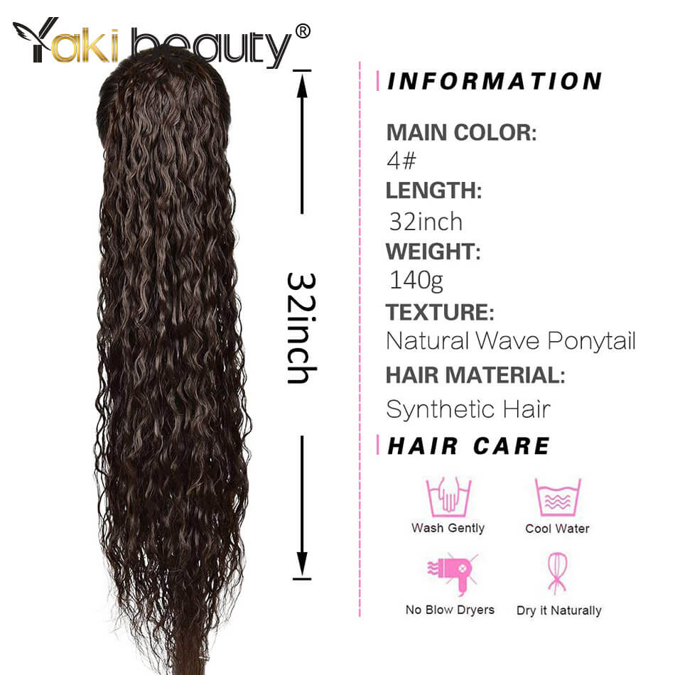 32'' Ponytail Synthetic Hair Extension 140g Tail On An Elastic Band Curly Locks Hair YAKI BEAUTY For Women