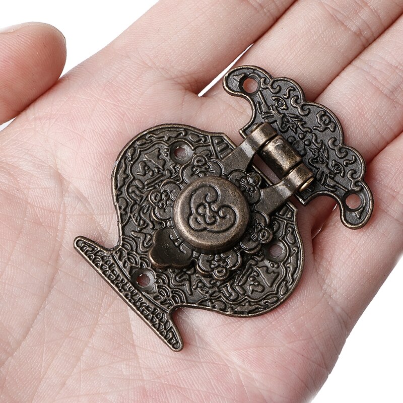 Antieke Bronzen Hasp Klink Sieraden Houten Doos Mini Kast Gesp Lock Decoratieve