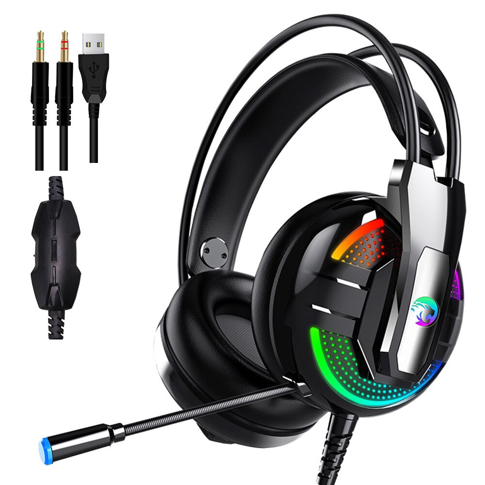 4D Stereo Stereo High-end LED Pro Gaming Headset for Nintendo Switch PS4 Xbox One & PC HD Mic Gaming Headset Wired Headphones: Black A18