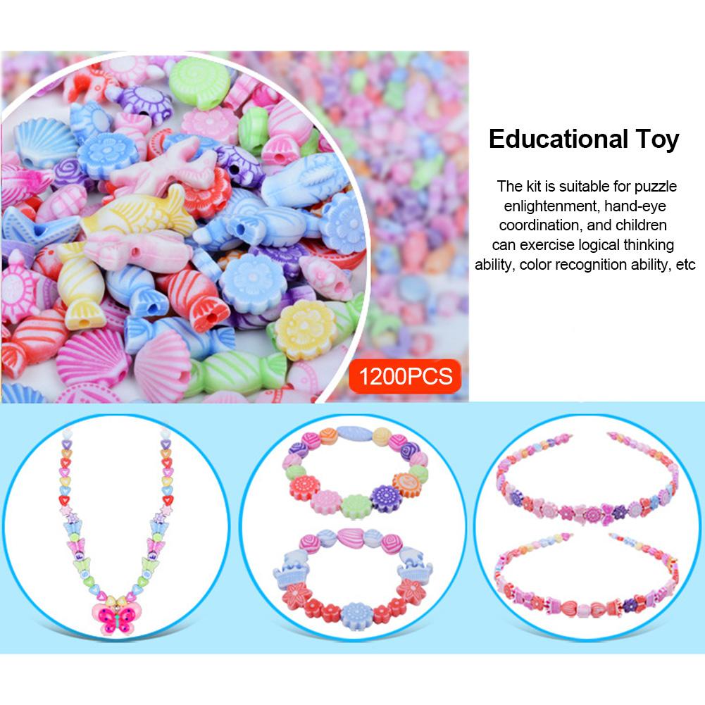 1200PCS DIY Beads Kit Children Jewelry Making Kit DIY Bracelet Making Beads Kit For DIY Necklaces Bracelet Handmade Craft