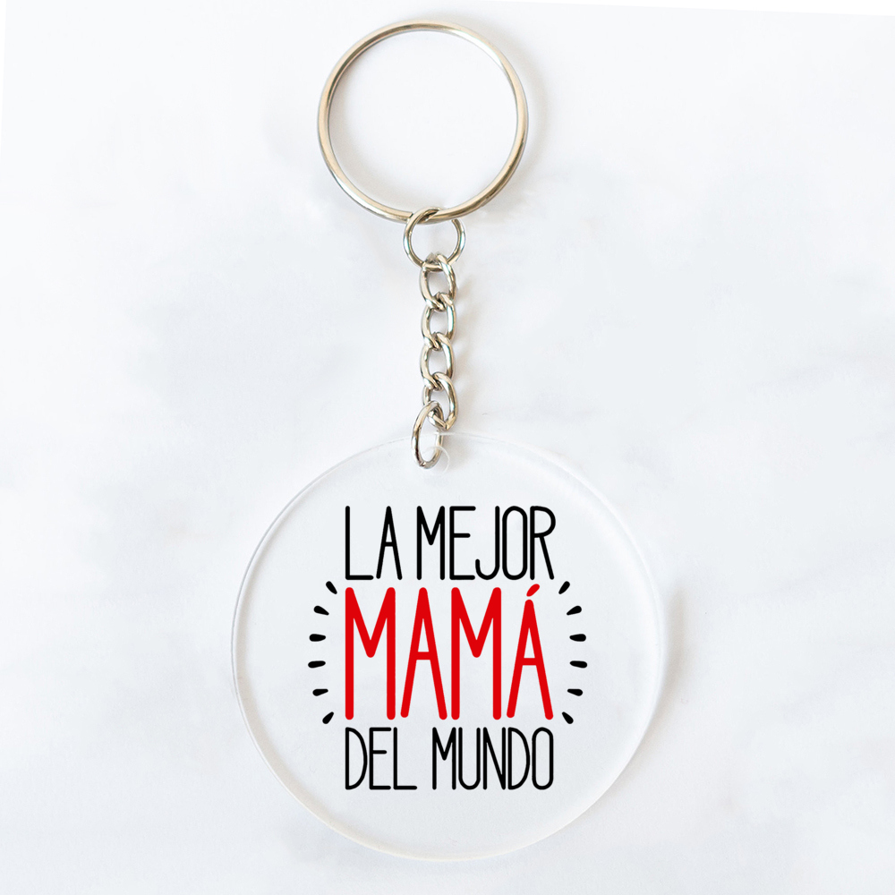 Best Mom in The World Spanish Printed Key Chains Keychain Acrylic Keyring Mama Key Ring Mother's Day Birthady for Mother: Olive