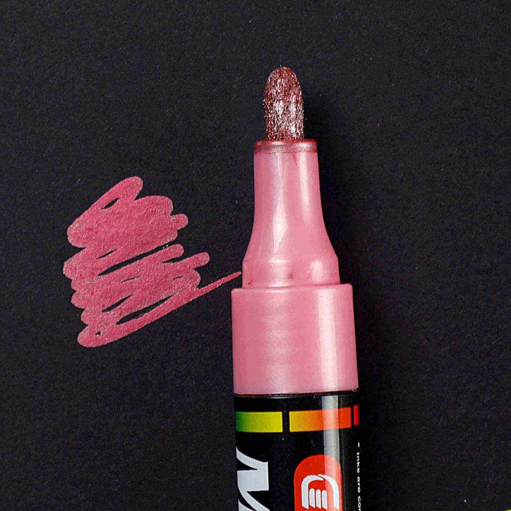 1 kpl öljypohjainen maali metalli markkeri kynät sharpie 3.0mm kulta hopea keraaminen kivi lasi posliinimuki puu kangas kangasmaalaus: Vaaleanpunainen