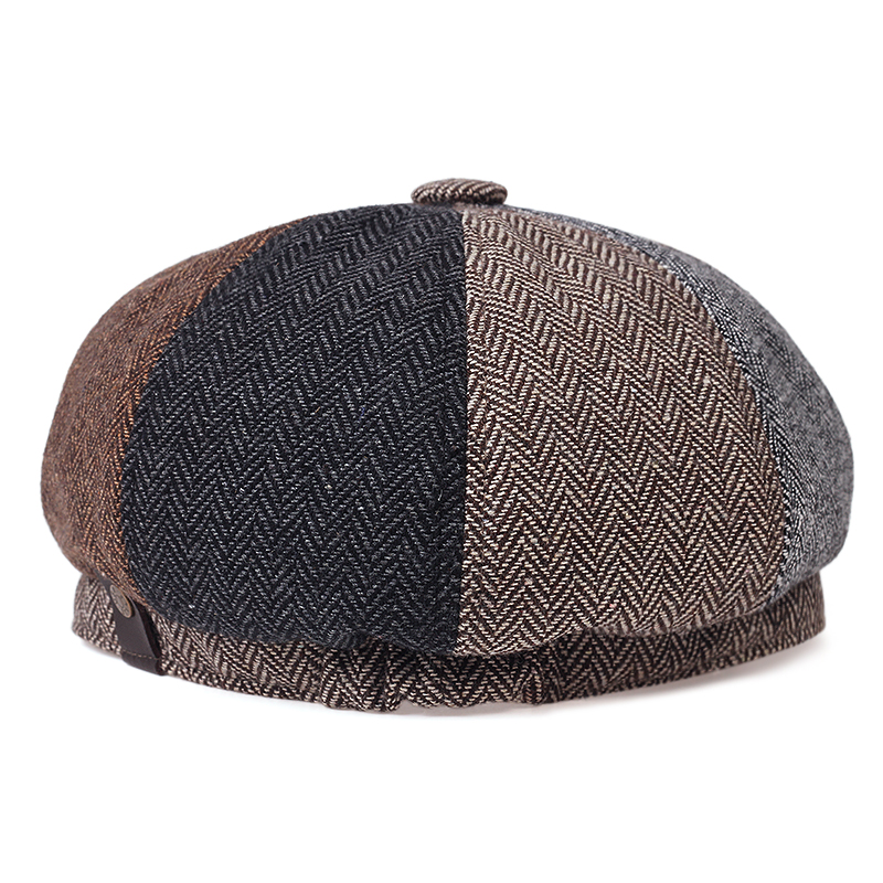 Retro Herringbone Newsboy Caps Men newsboy hat Stitching berets Cap Autumn Winter Men Vintage Painter Octagonal Hats gorras