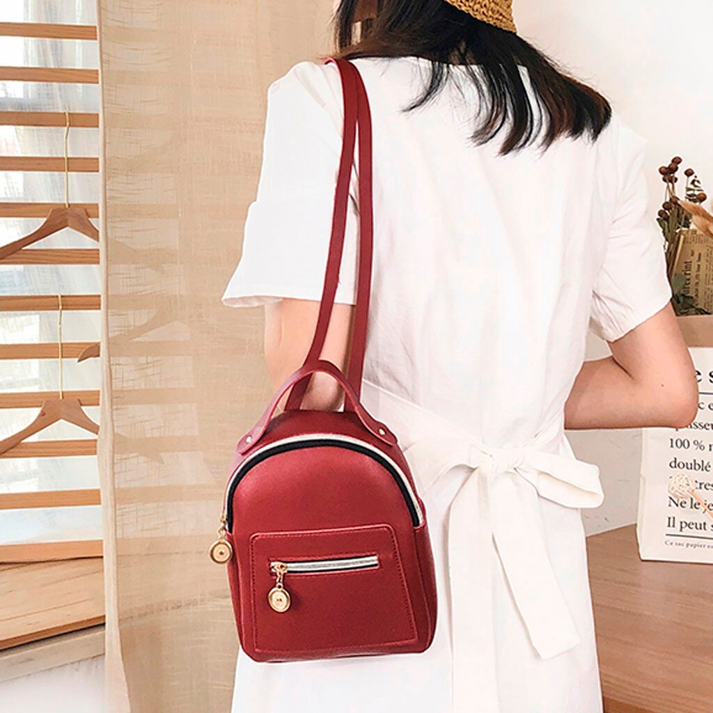 Women Shoulders Small Backpack Letter Purse Mobile Phone Female Ladies Girls School Backpack Shoulder Bags