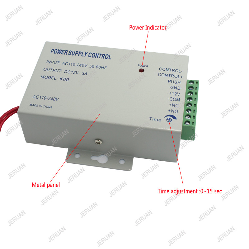 Electronic Door Access Control System Integrated RFID With ID 38mA Reader Electric Single Double head Gate 12V Lock: Power Supply