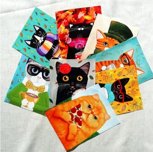 Cut Cat Succulent Hand Geverfd Stof Gedrukt Voor Diy Patchwork Thuis Mix 8 Stuks Decora Op Muur Natuurlijke 15X20cm