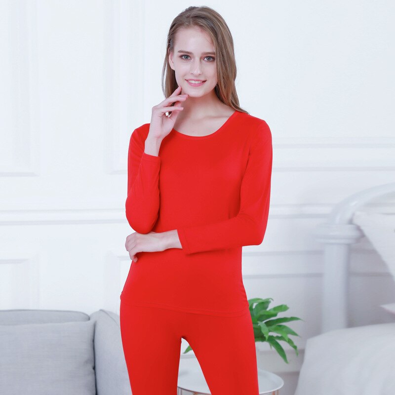 Long Johns For Women Thermal Underwear Set For Winter Second Skin Winter Female Thermal Shirt Pajamas Winter thermal: Red / 4XL