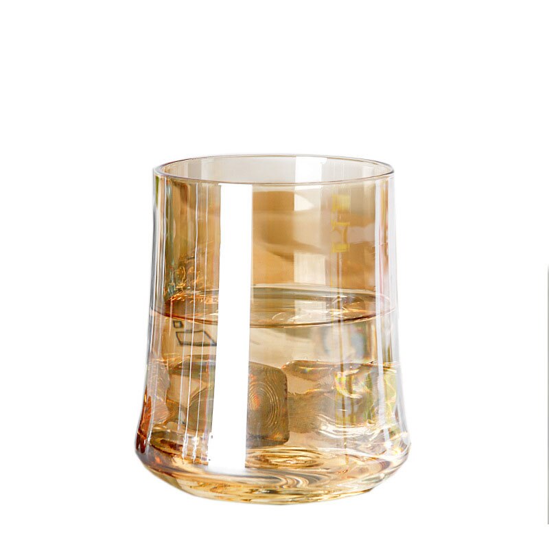305ML Simple Colorful Crystal Clear Glass Water Cup Whiskey Glass Juice Cold Drink Cocktails Cup Home: amber
