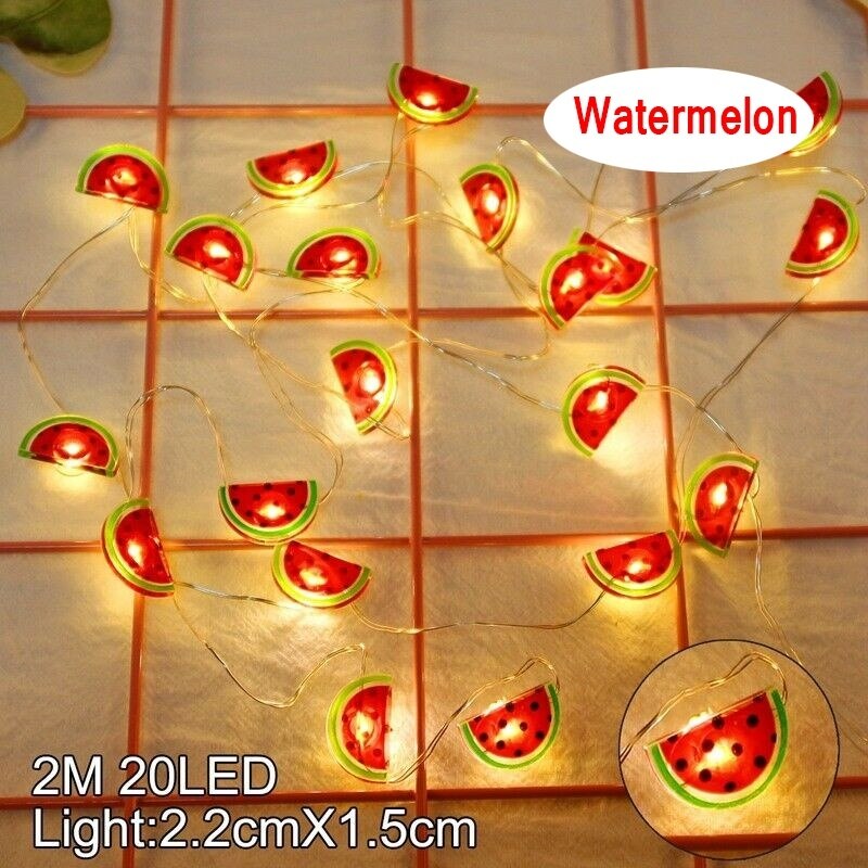 2M 20 LED String Light Cartoon Flamingo Cactus Heart Star Shape String Fairy Lights for Home Bedroom Party Decorations: Watermelon
