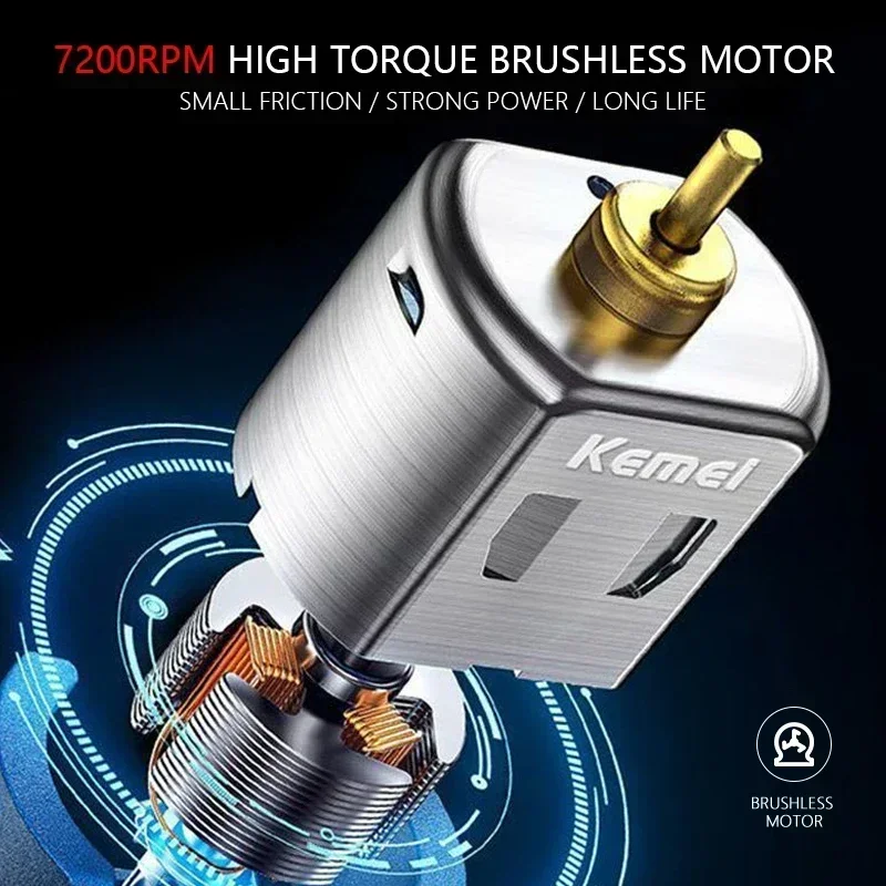 Kemei 2299 Barber Cordless Hair Trimmer 0mm Zero Gapped Carving Clipper Detailer Electric Finish Cutting Machine