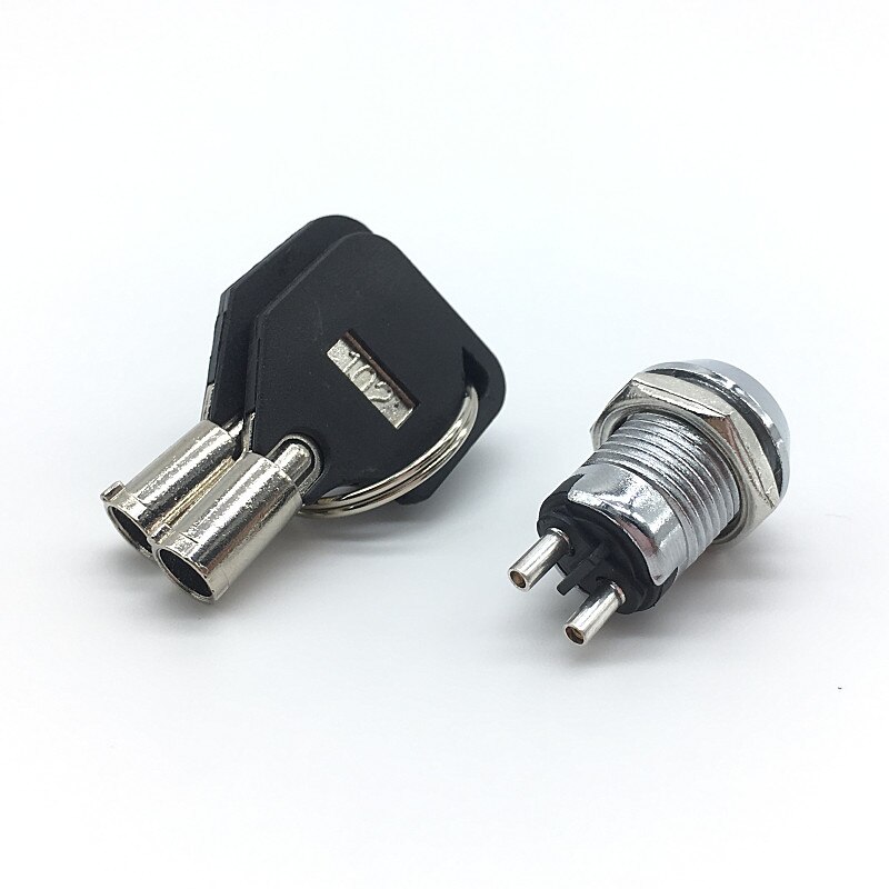 2pcs 12mm Metal Key Switch 250V ON OFF Lock Switch KS Electrical Key Rotary Switch with 2 Keys 2 Position