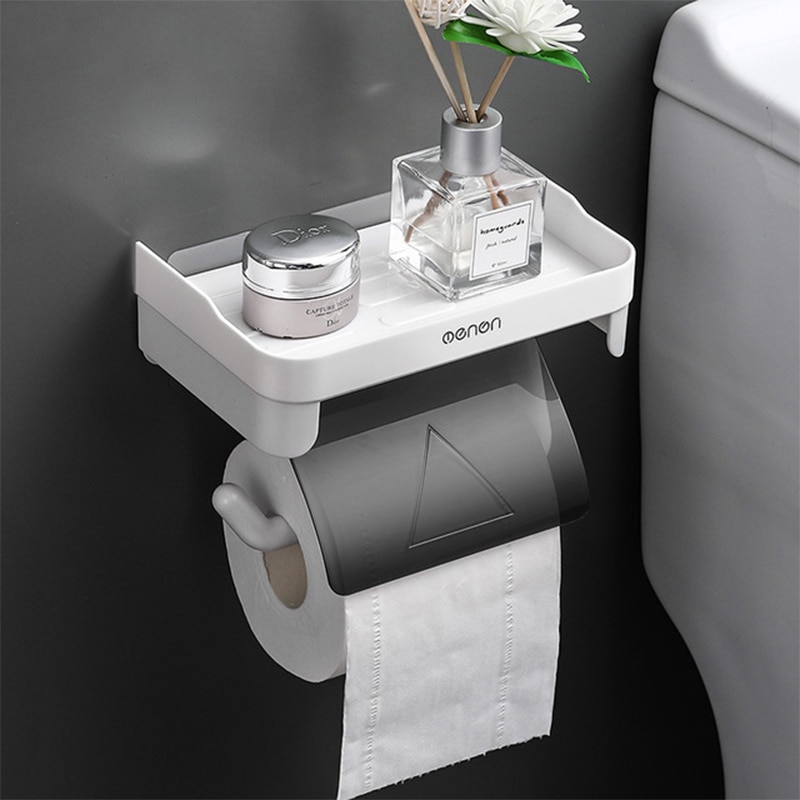 Soporte de Papel Higiénico de Montaje en Pared para Baño, Accesorio de Pañuelos, Estante con Punzón Autoadhesivo, con Rollo de Cocina Gratis