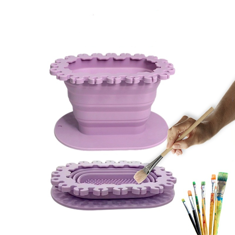 Ankomster kunstpensler vaskemaskineværktøj silikone tegnepenrenser malerpenslerenser skyllekop med malerbakke