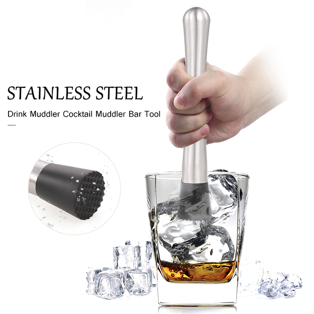 Cocktail muddler ruostumaton teräs juoma jää muddler cocktail muddler baari työkalu grillijuhlatyökalu keittiötarvike