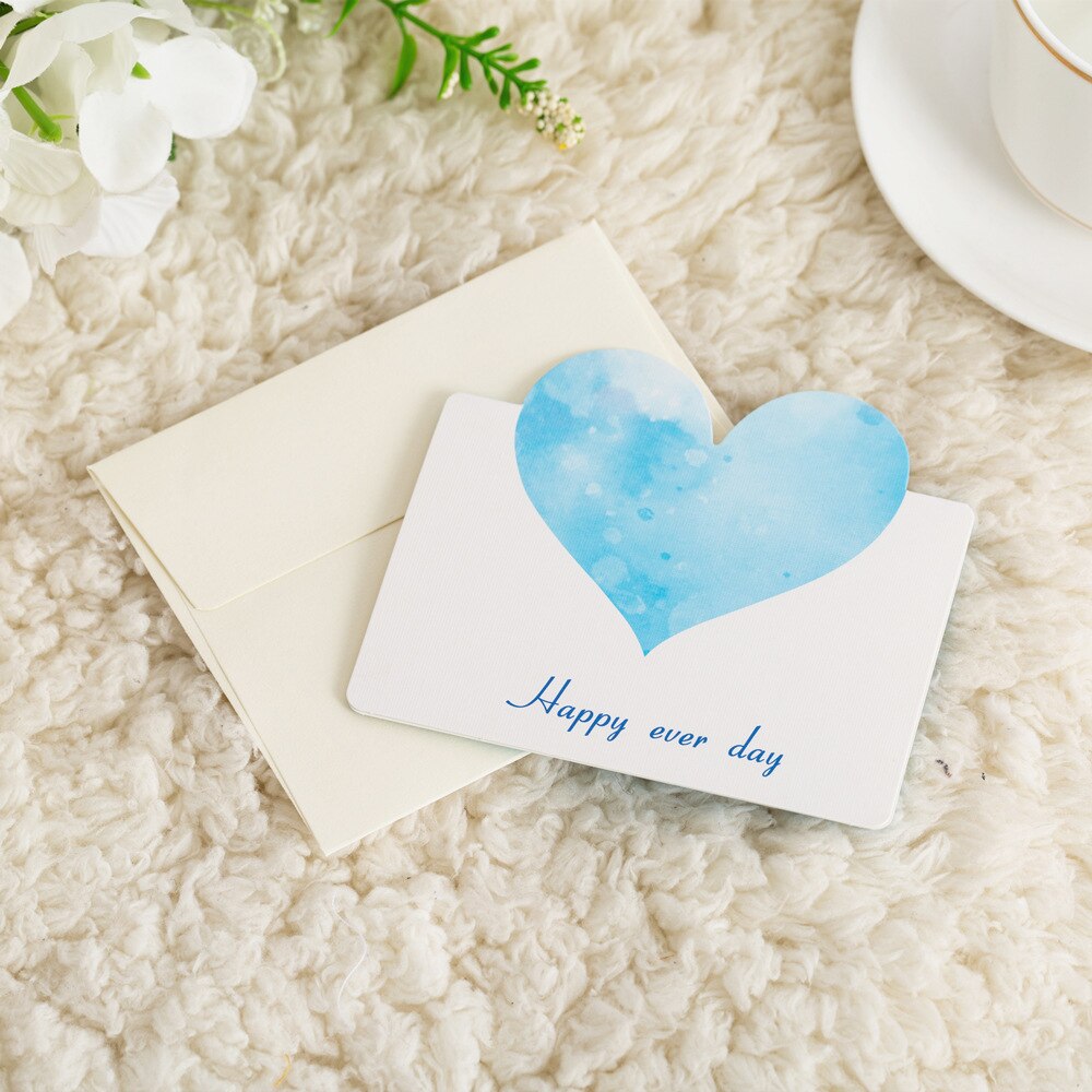 6sets Heart Shape Cards with Envelope DIY Greeting Pocket 3.38 x 3.86 Inch Valentines Day Best Wishes Happy Every Day Cards: Blue