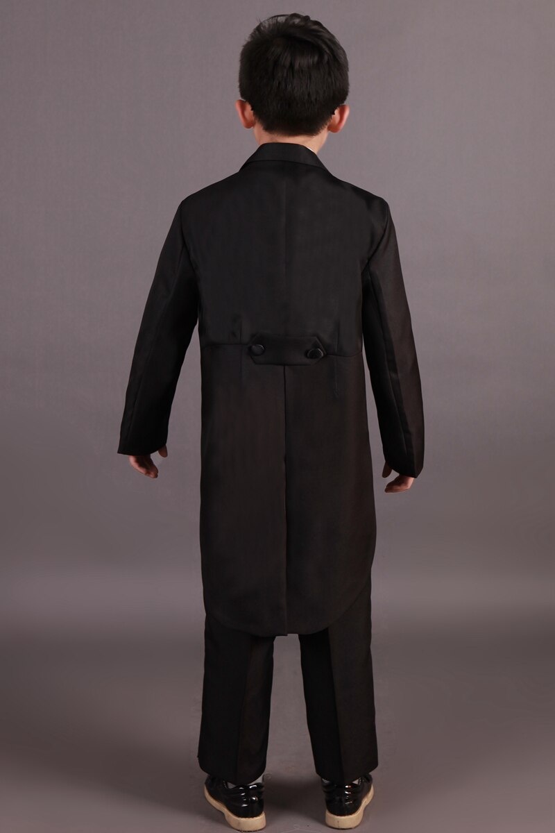 Black White Long Sleeve Tailcoat+Trousers Twinset Boys' Formal Clothes Set Dress Boys Suits Children Host Clothing Set