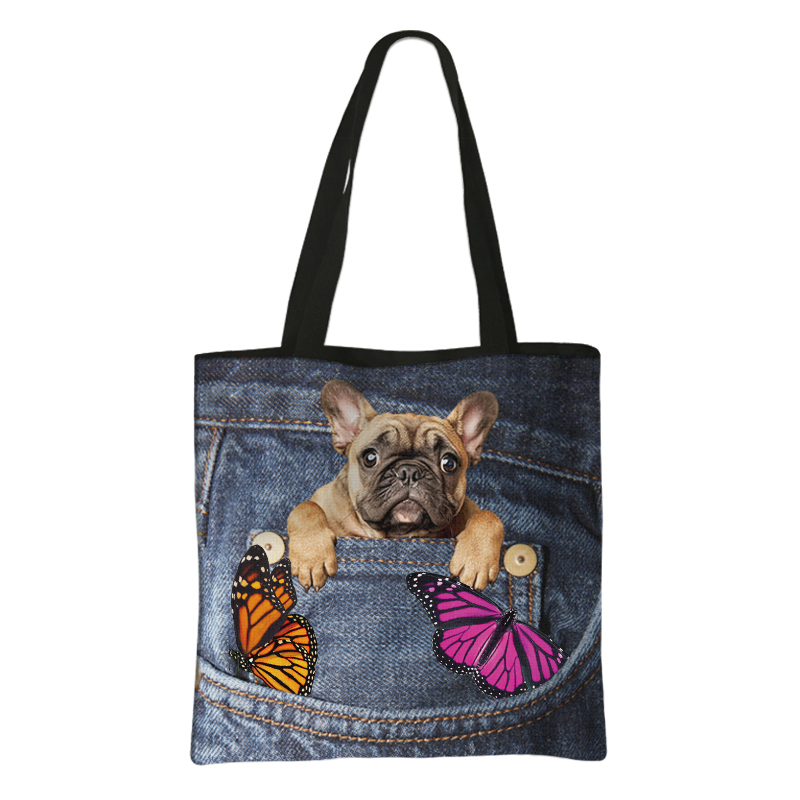 Grappige Zak Hond Boodschappentassen Huisdier Bulldog Teckel Beagle Schnauzer Honden Draagtas Grote Capaciteit Opbergtas Vrouwen Handtas: L / Chocolate