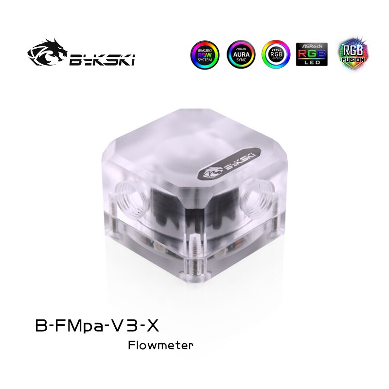 Bykski Frosted Water Flow Meter, Flowing Monitoring For Computer Water Cooling, RGB/ARGB SYNC, B-FMpa-V3-X