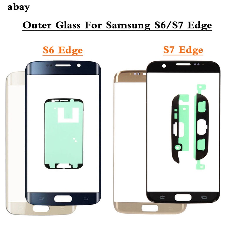 S7 S6 EDGE Front Outer Glass Lens Cover replacement For Samsung Galaxy S6 S7 Edge G925 G935 G935F G935FD LCD glass+Adhesive