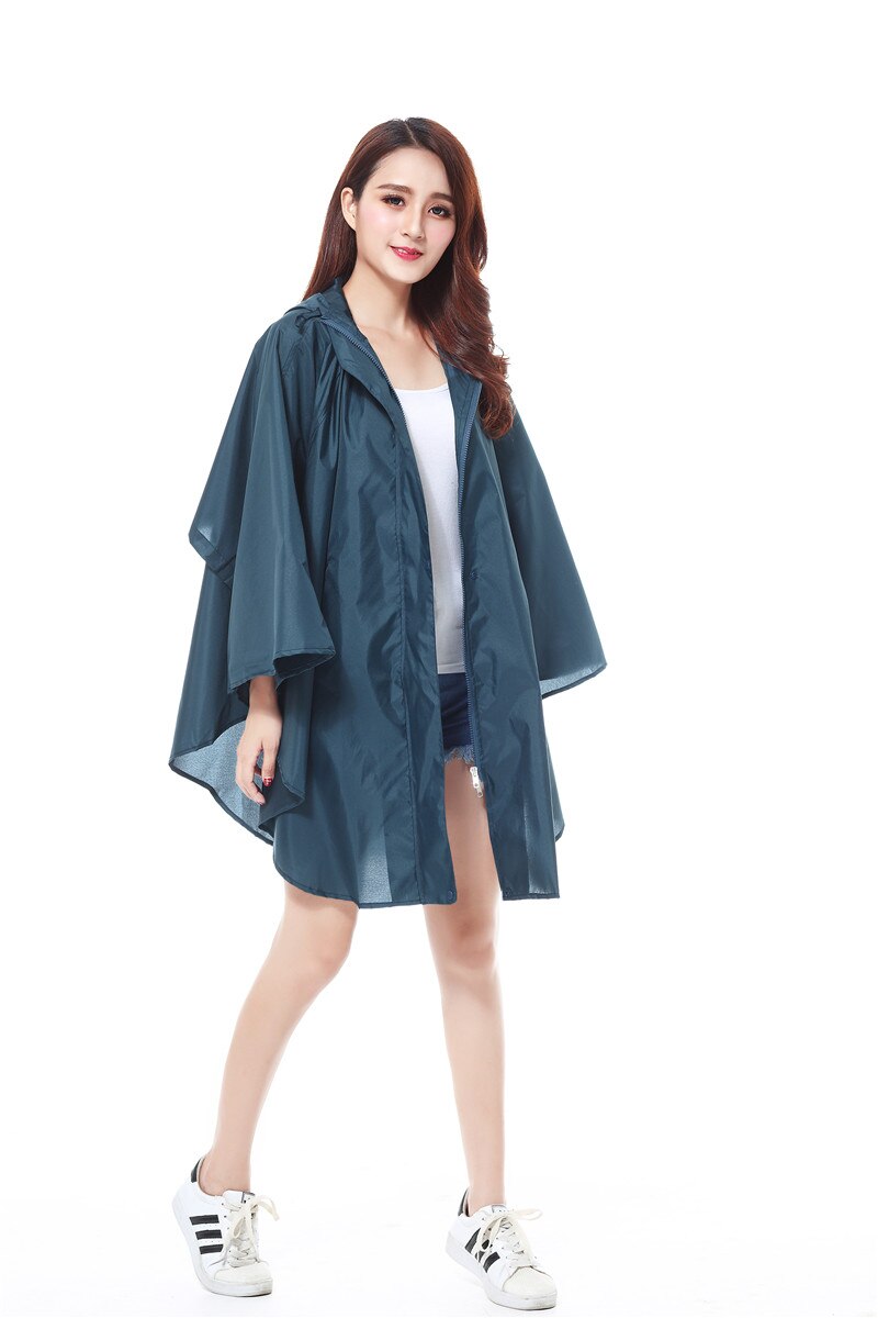 FreeSmily aincoat women cute trench coat female waterproof free breathing rain coat ponchos long travel Cycle RAINWEAR: NAVY BLUE