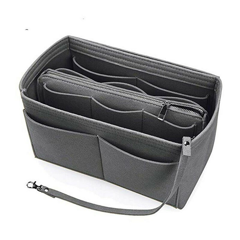 Bolso de fieltro para cosméticos, organizador portátil, apto para bolso de mano, varias bolsas, DO99: dark / S